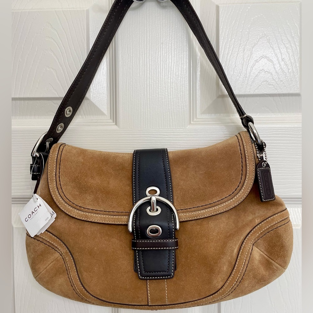 NEW w/ Tags Coach Brown Suede Shoulder Bag